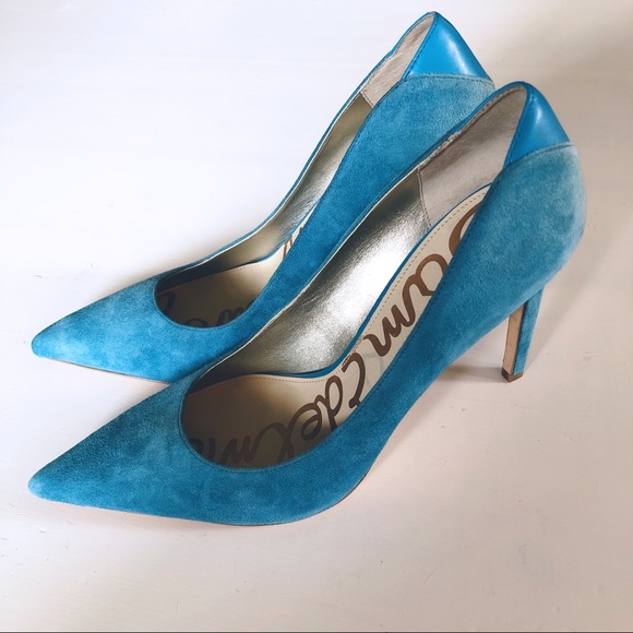 Sam Edelman Teal Blue Pumps Heels Leather 10 DEA - Picture 5 of 7